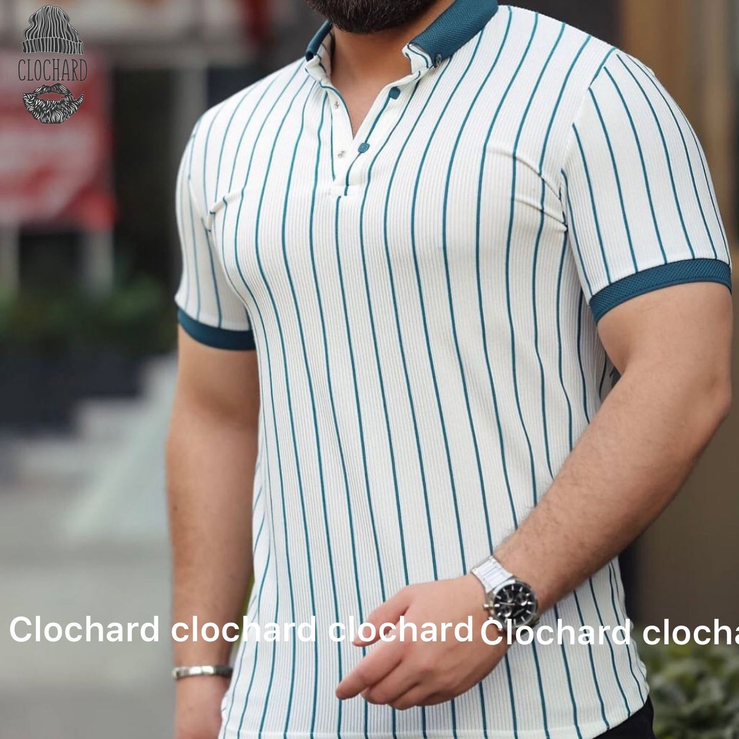Polo Homme à Col Chemise Rayé