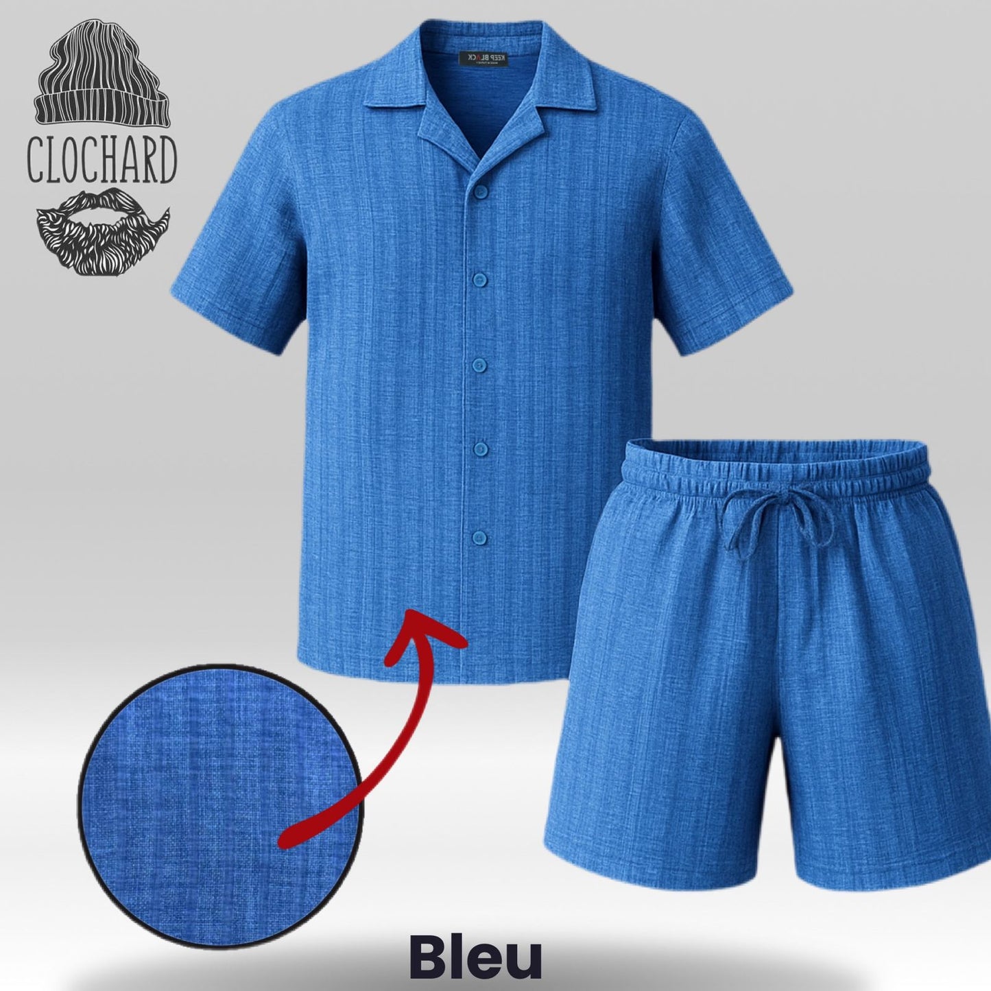 Ensemble Chemise & Short effet Lin – Élégance Décontractée