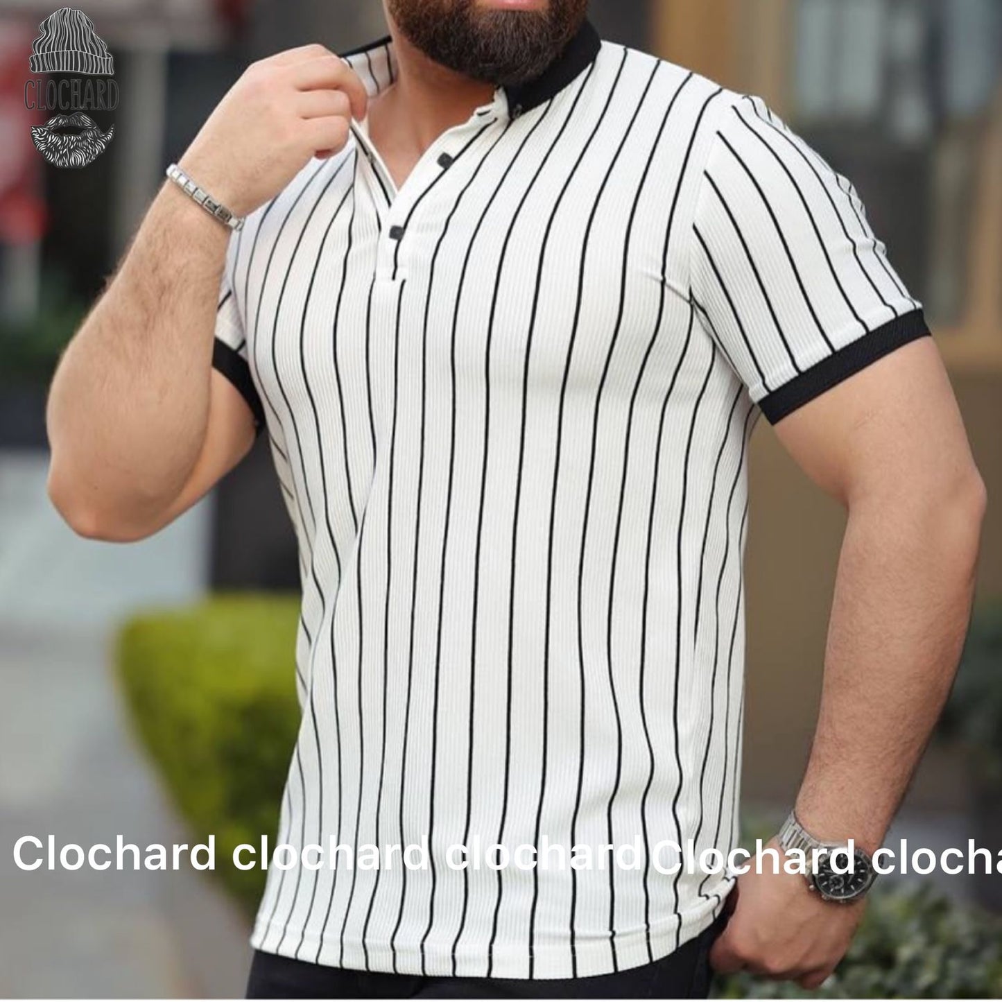 Polo Homme à Col Chemise Rayé