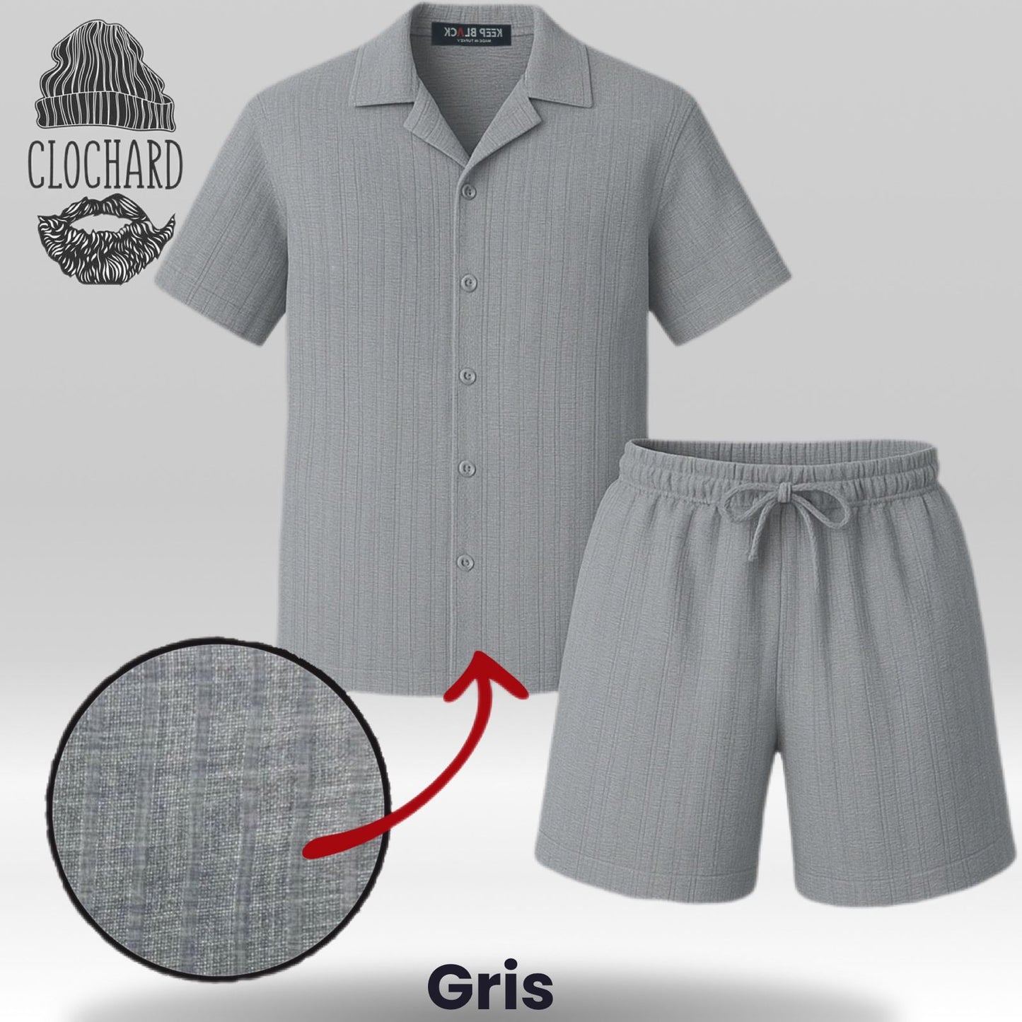 Ensemble Chemise & Short effet Lin – Élégance Décontractée