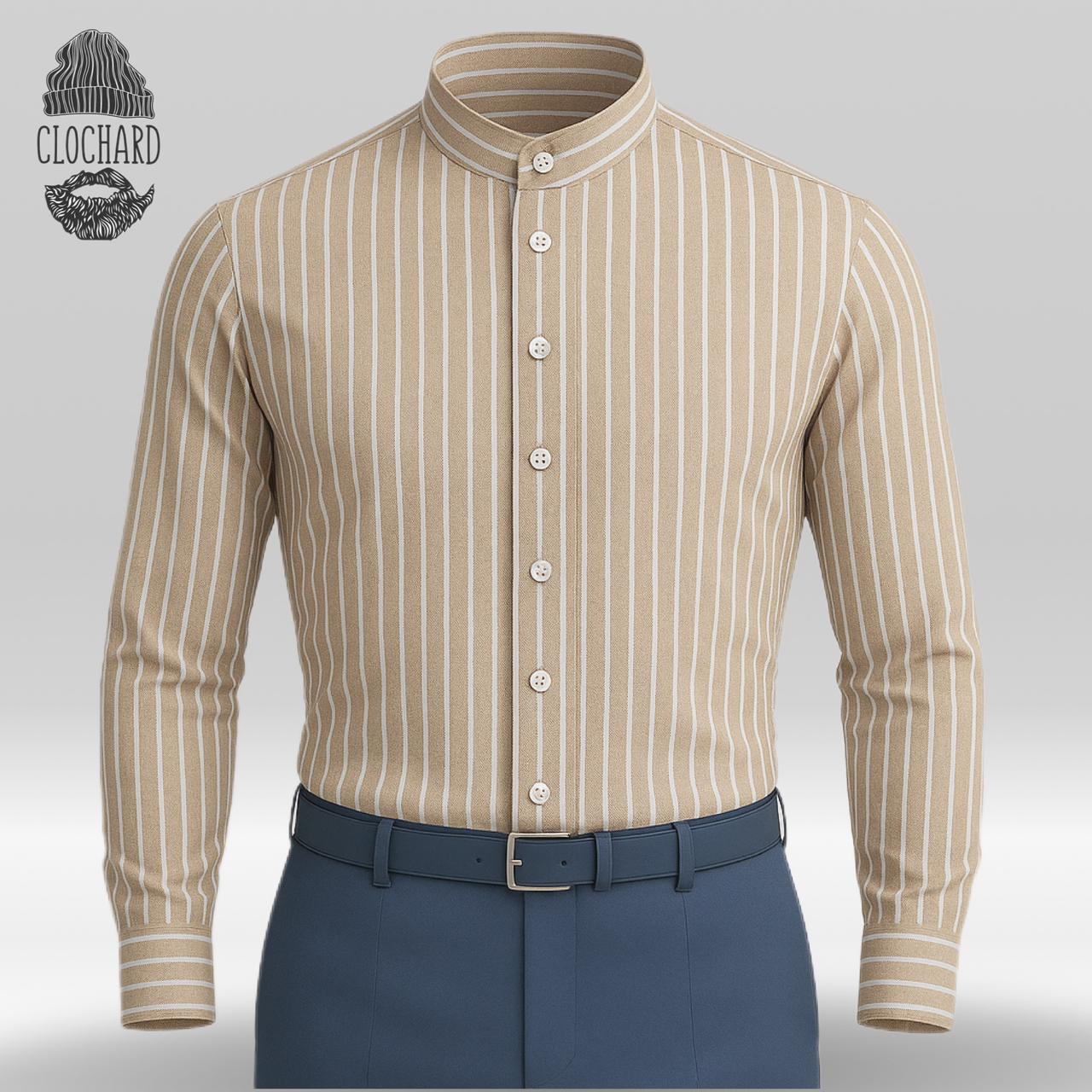 Chemise Rayée à Col Mao