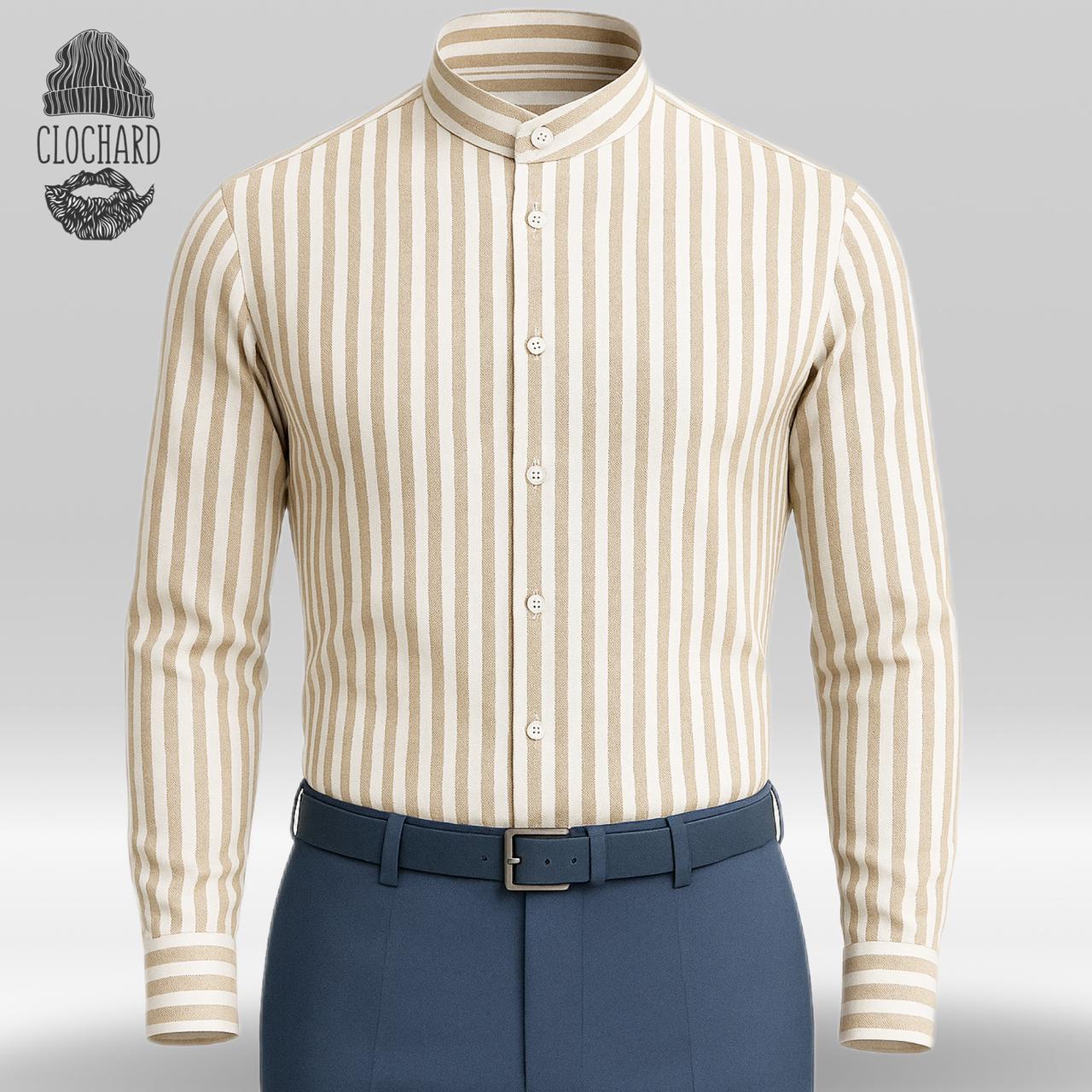 Chemise Rayée à Col Mao