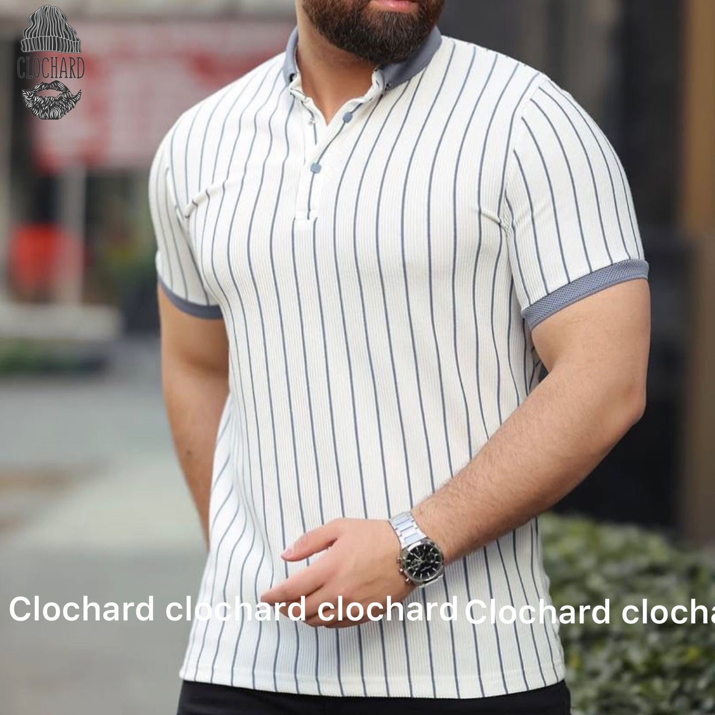 Polo Homme à Col Chemise Rayé