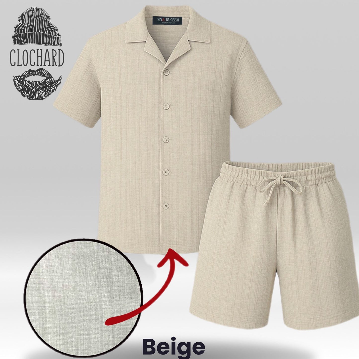 Ensemble Chemise & Short effet Lin – Élégance Décontractée