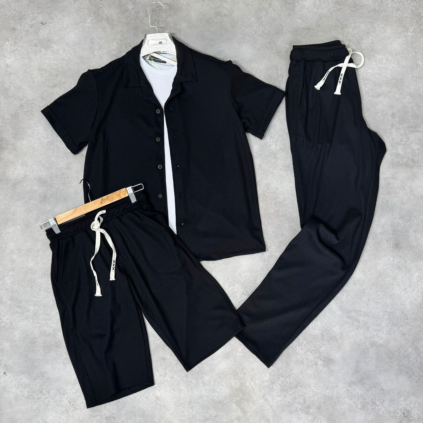Pack 3 Pièces Blanc – Chemise, Short et Pantalon Détente