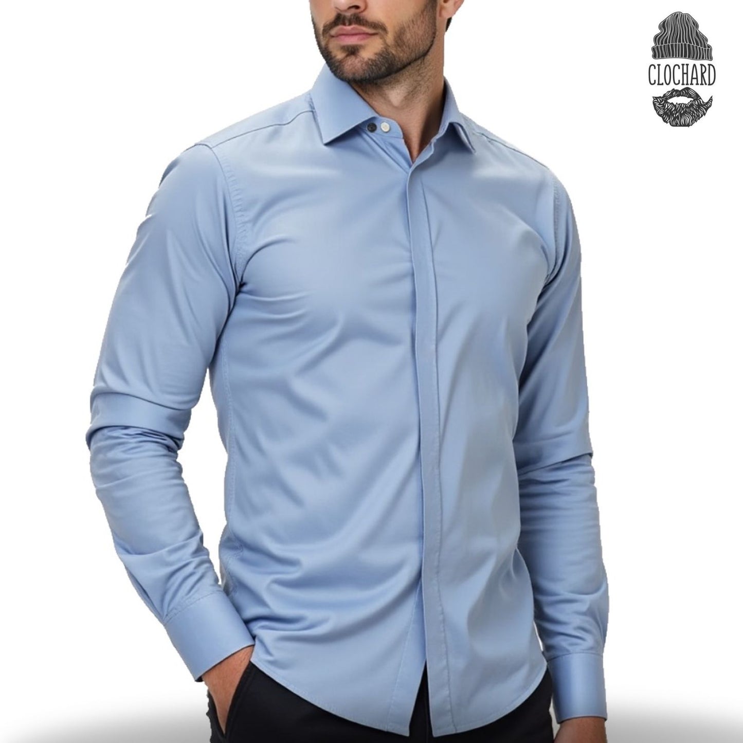 Chemise bouton cacher de luxe