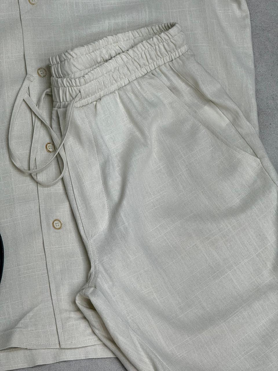 Ensemble Chemise &amp; Short en Lin – Élégance Décontractée