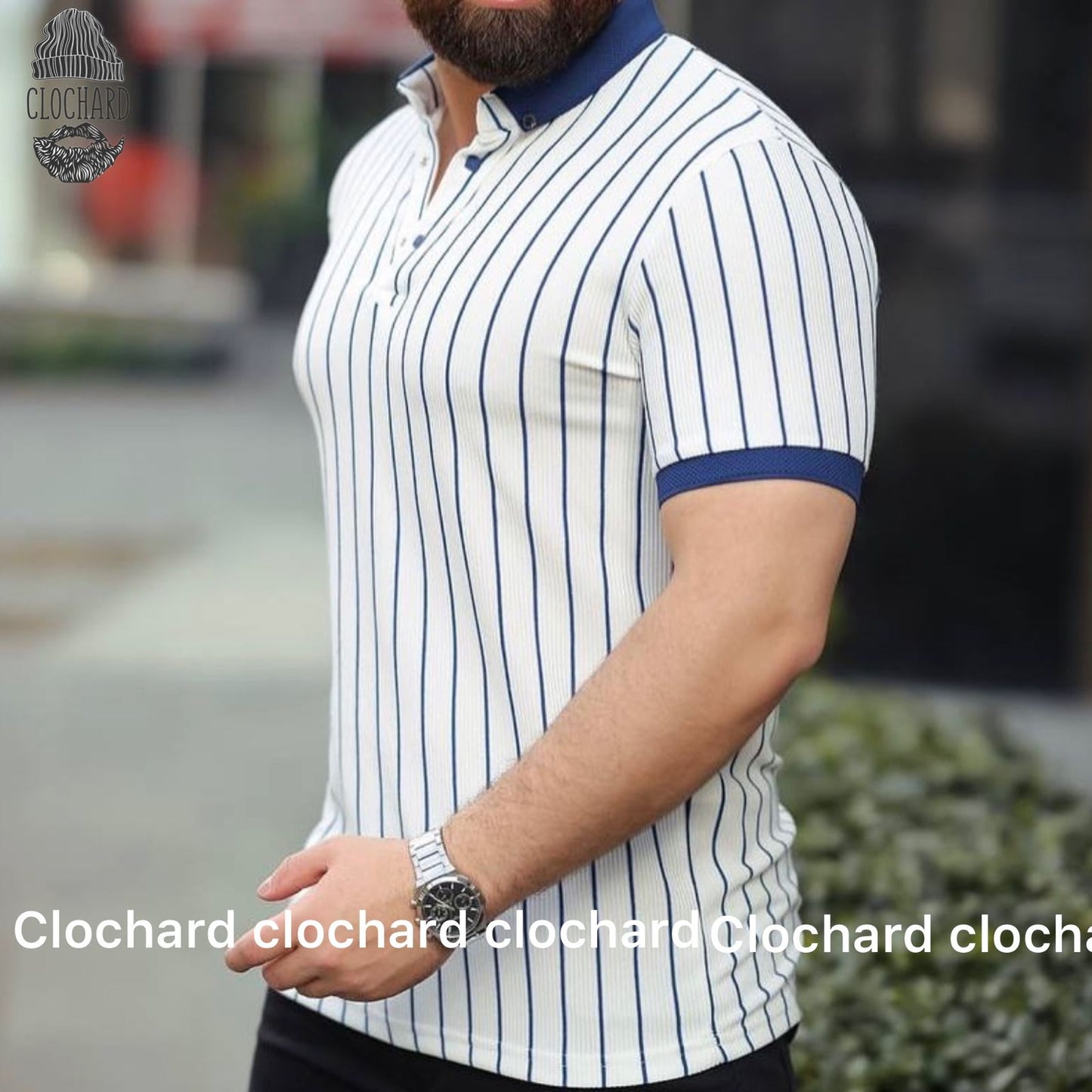 Polo Homme à Col Chemise Rayé