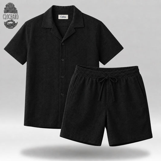 Ensemble Chemise &amp; Short en Lin – Élégance Décontractée