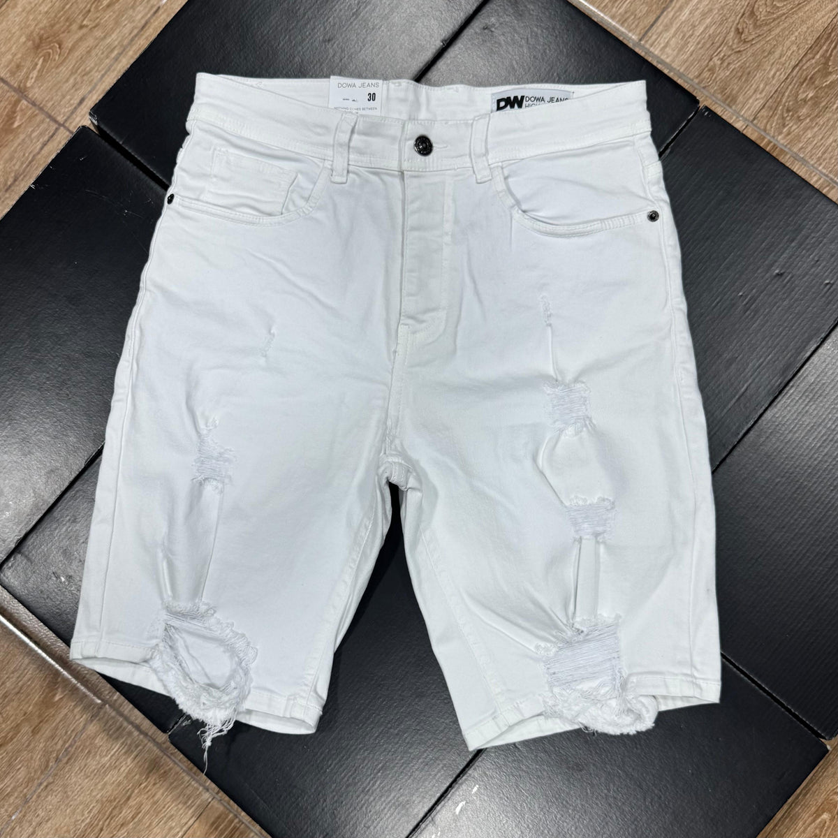 Short Jean Blanc Déchiré 02
