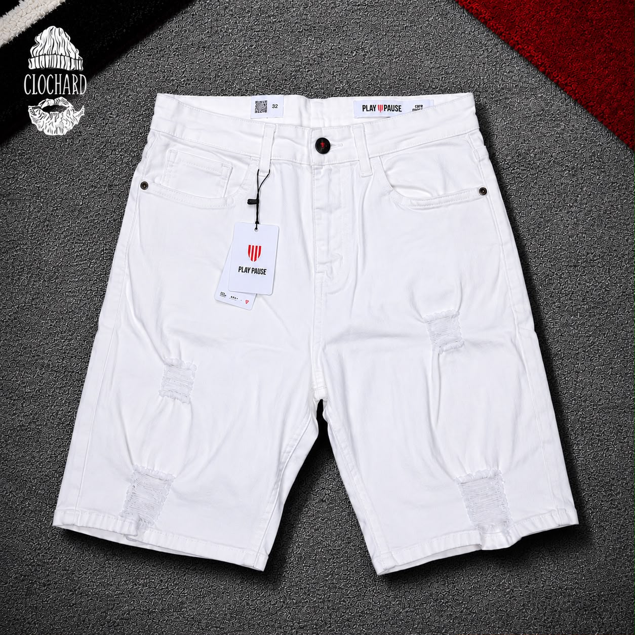 Short Jean Blanc Déchiré 01