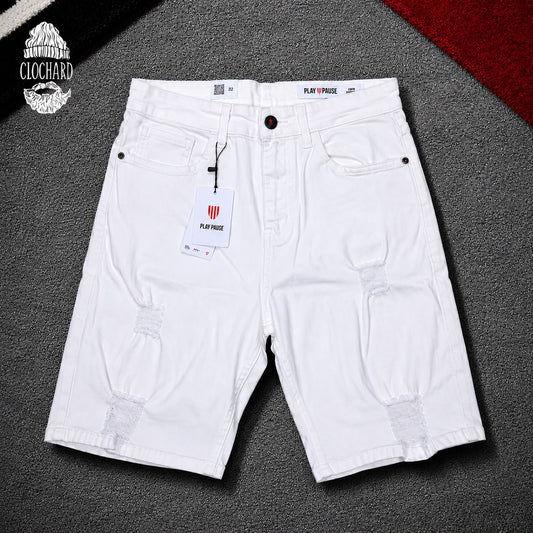 Short Jean Blanc Déchiré 01