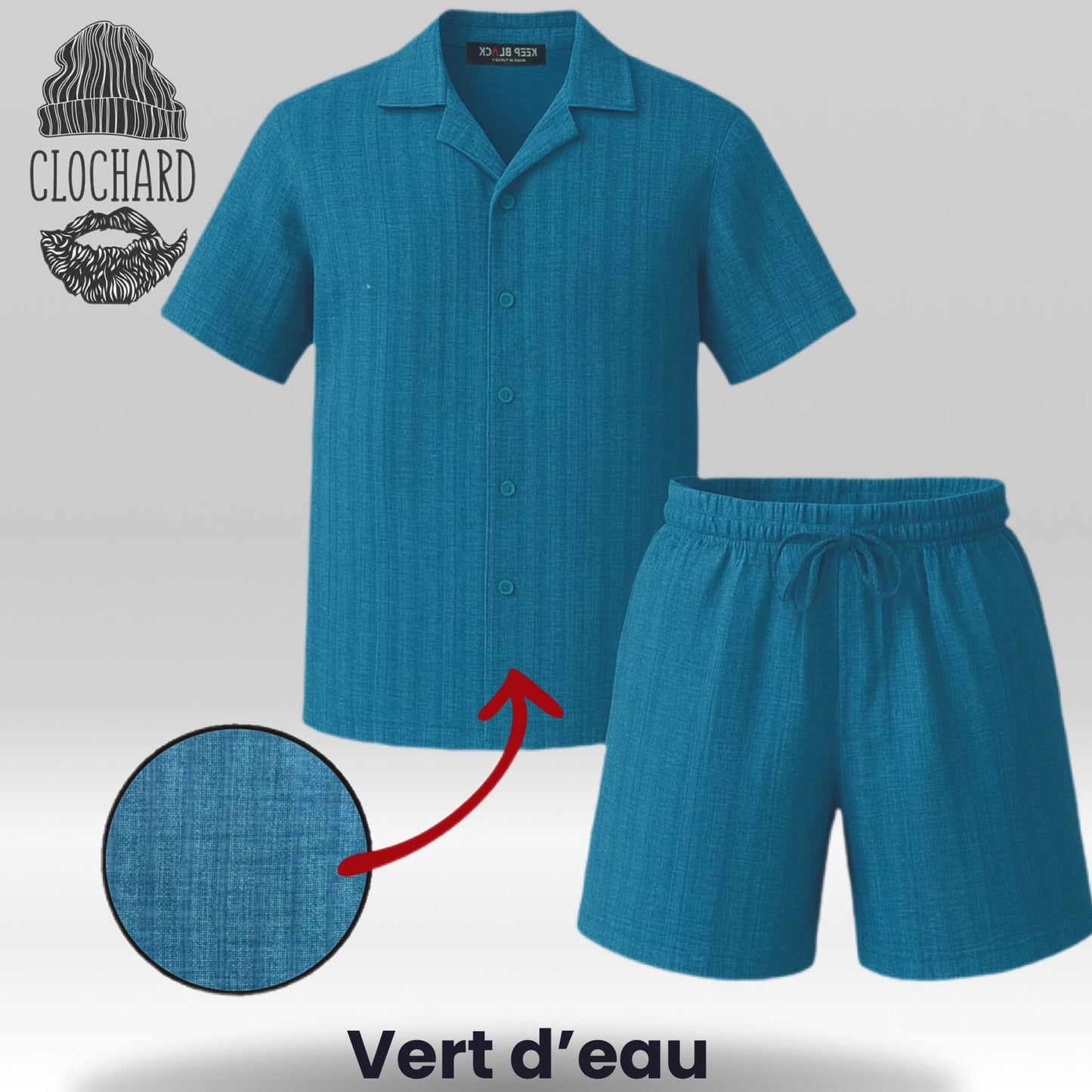 Ensemble Chemise &amp; Short effet Lin – Élégance Décontractée