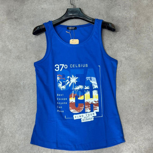 T-shirt Sans Manches Bleu "Find Your Destination"