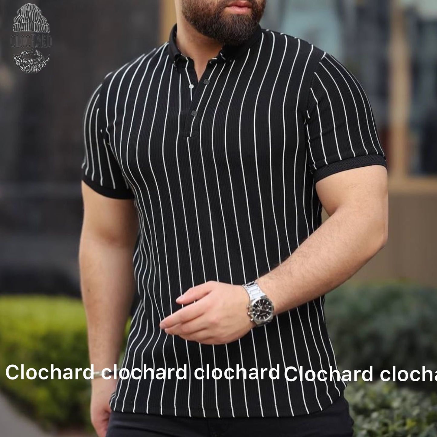 Polo Homme à Col Chemise Rayé