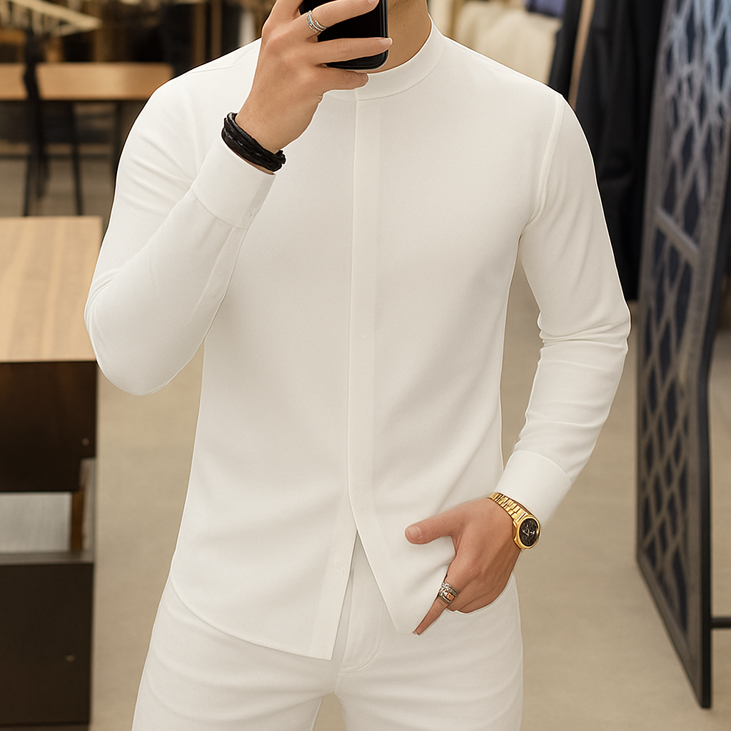 Chemise bouton cacher de luxe COL MAO