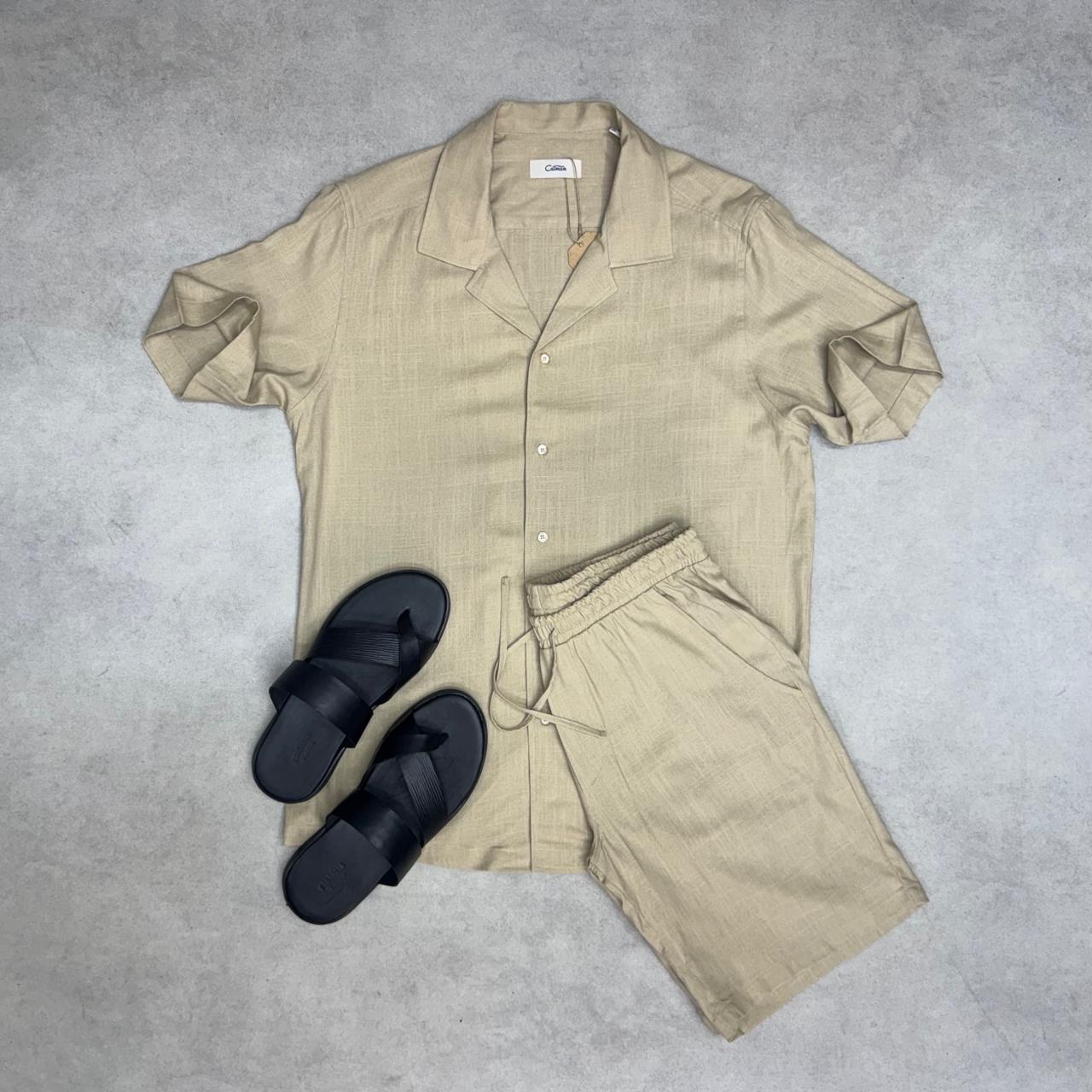 Ensemble Chemise &amp; Short en Lin – Élégance Décontractée